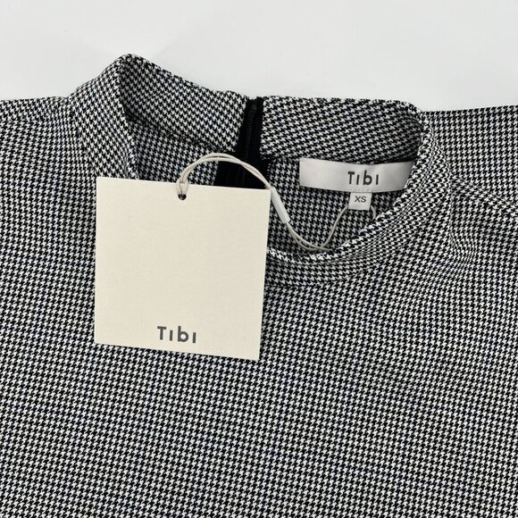 Tibi Hudson Mock-Neck Houndstooth Sleeveless Blouse Luxury Business Size XS NWT - Picture 5 of 11